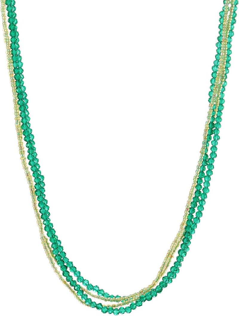 COOLSTEELANDBEYOND Long Multi-Strand Statement Necklace For Women, Elegant Layered Waterfall Chains, Crystal Beads Pendant - Image 2